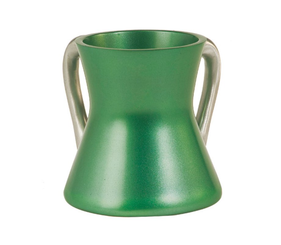 Yair Emanuel Gleaming Aluminum Small Hourglass Wash Cup - Green