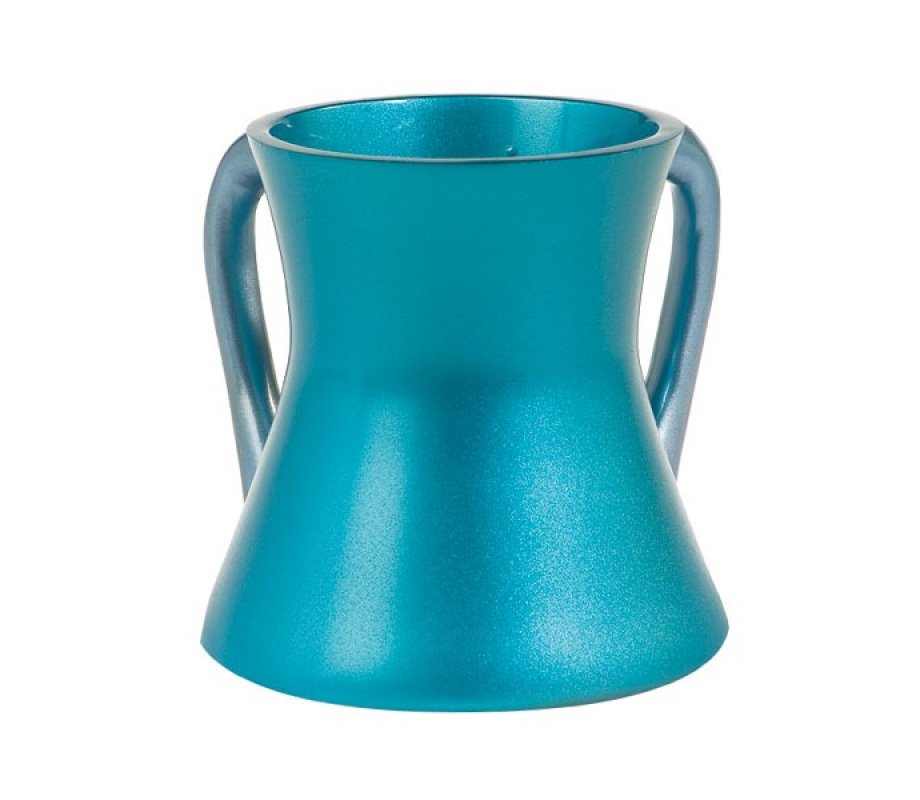 Yair Emanuel Gleaming Aluminum Small Hourglass Wash Cup - Turquoise