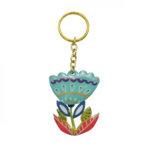 Yair Emanuel, Gold Key Chain  Blue Flower Decoration