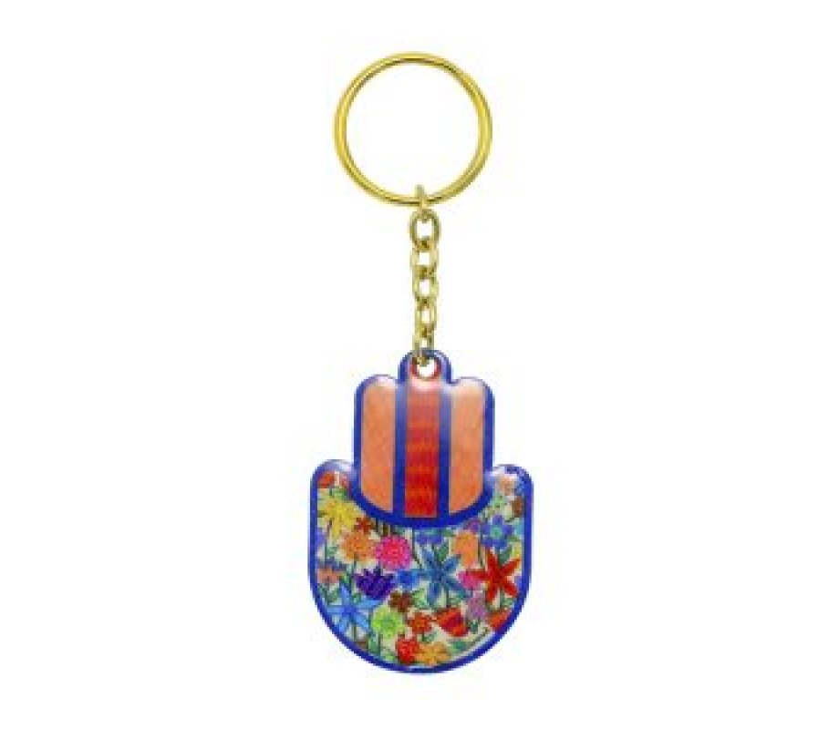 Yair Emanuel, Gold Key Chain – Colorful Hamsa with Flowers