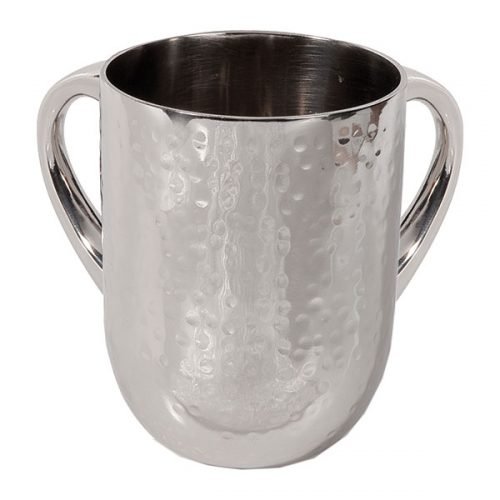 Yair Emanuel Hammered Aluminum Netilat Yadayim Wash Cup - Silver