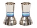 Yair Emanuel Hammered Nickel Cone Candlesticks Small - Colored Stripes