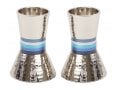 Yair Emanuel Hammered Nickel Cone Candlesticks Small - Colored Stripes