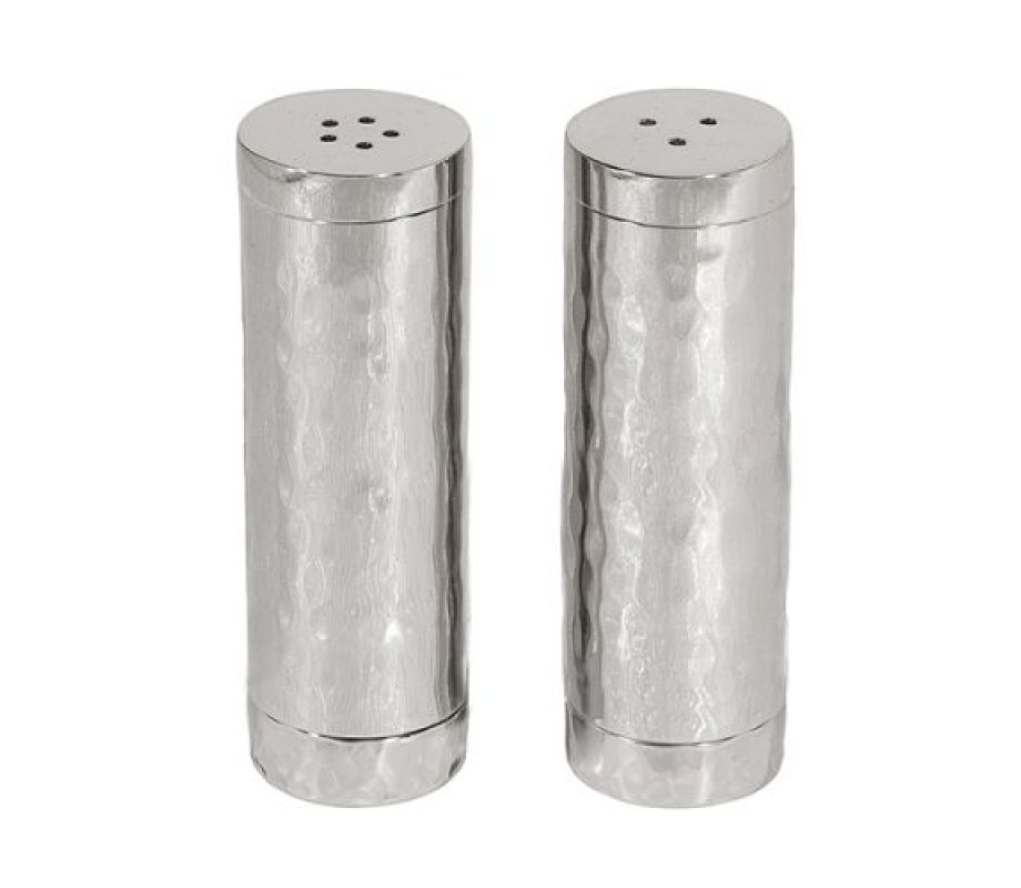 Yair Emanuel Hammered Nickel Salt and Pepper Shakers - Decorative Bands