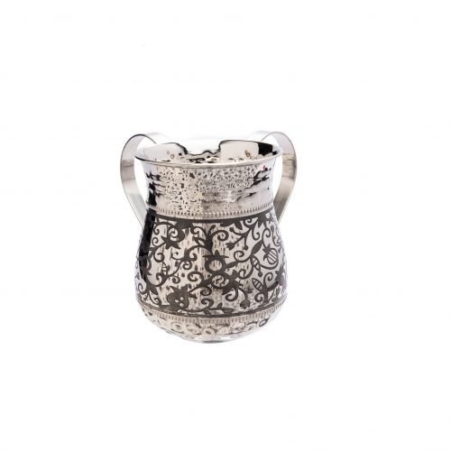 Yair Emanuel Hammered Stainless Steel Netilat Yadayim Wash Cup - Pomegranates