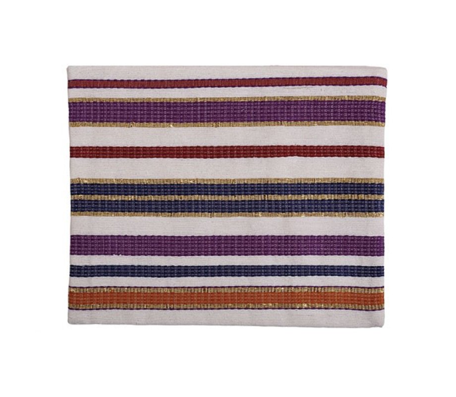 Yair Emanuel Hand Embroidered Silk-Cotton Tallit Set - Colorful Stripes