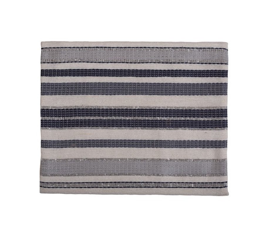 Yair Emanuel Hand Embroidered Silk-Cotton Tallit Set - Gray Stripes