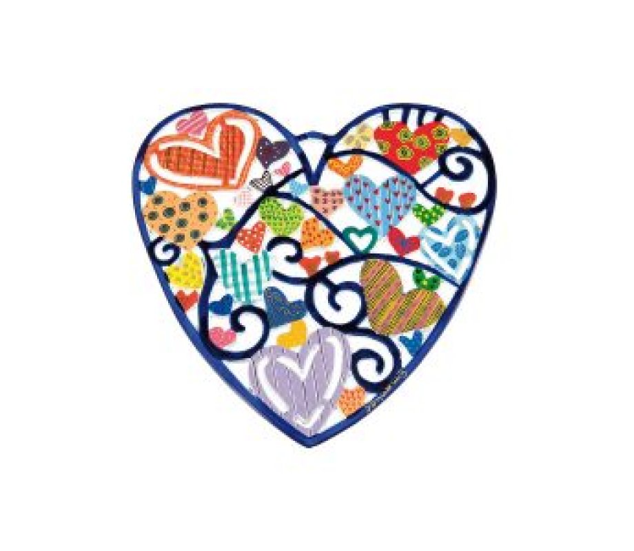 Yair Emanuel Hand Painted Heart Shape Wall Hanging - Hearts, Two Sizes