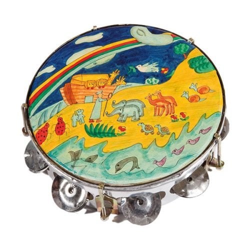 Yair Emanuel Hand Painted Leather Tambourine - Noahs Ark