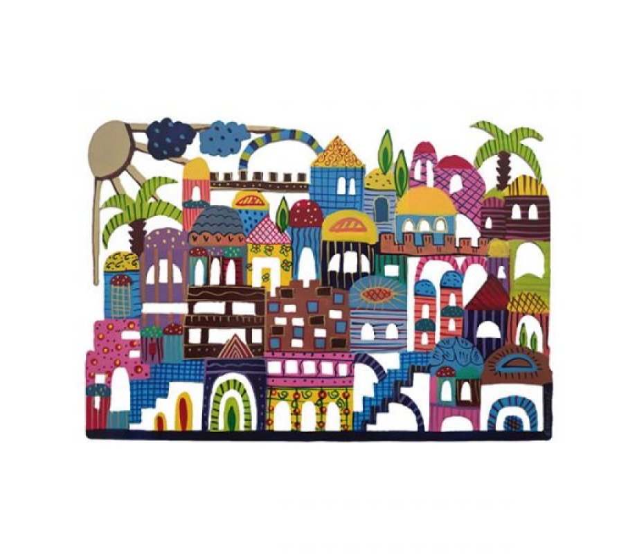 Yair Emanuel Hand Painted Metal Wall Hanging - Jerusalem