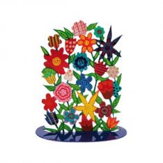 Yair Emanuel Hand Painted Standing Sculpture - Colorful Floral Display