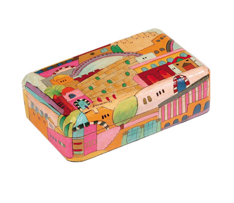Yair Emanuel Hand Painted Wood Jewelry Box - Colorful Jerusalem