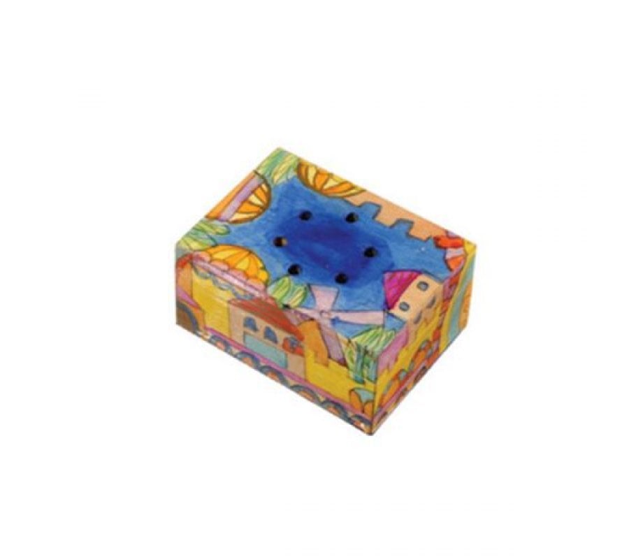 Yair Emanuel Hand Painted Wood Spice Box with Cloves - Old City of Jerusalem