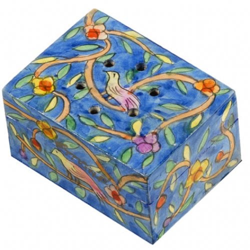 Yair Emanuel Hand Painted Wood Spice Box with Cloves - Oriental Forest