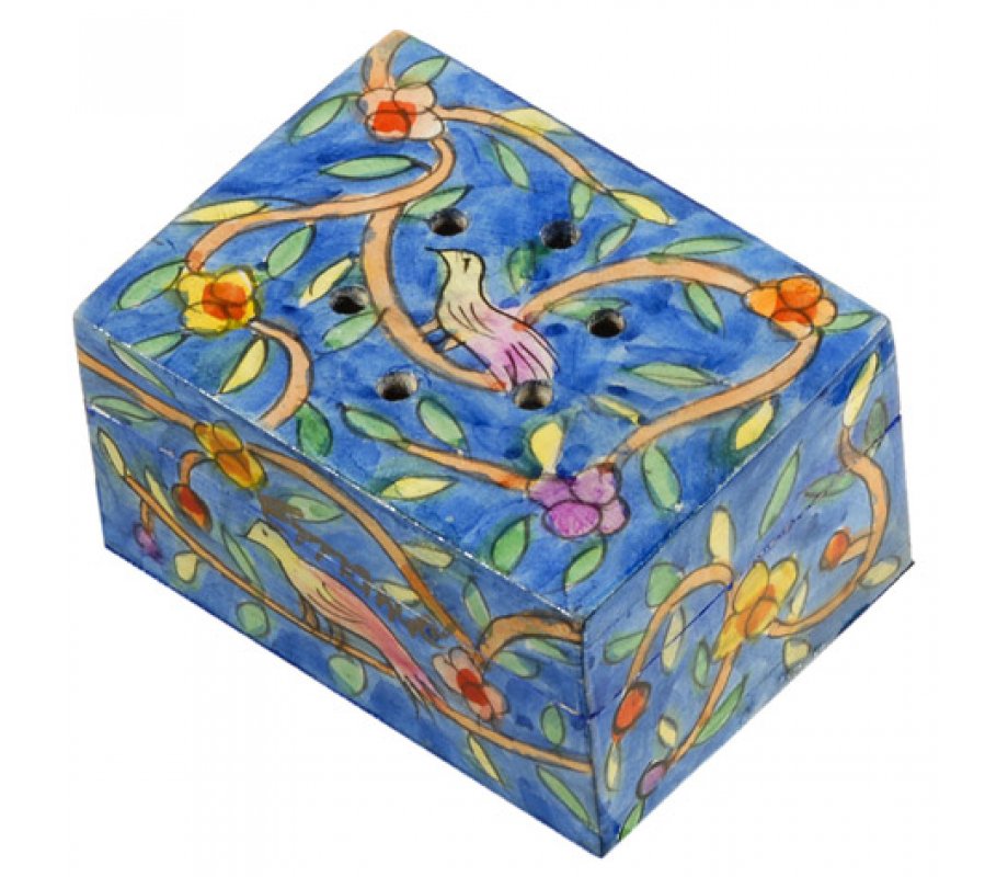 Yair Emanuel Hand Painted Wood Spice Box with Cloves - Oriental Forest