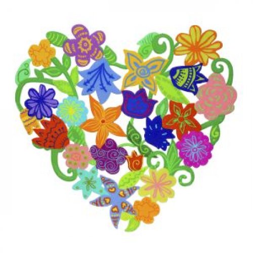 Yair Emanuel Heart Shaped Colorful Wall Decoration, Flowers  6.6
