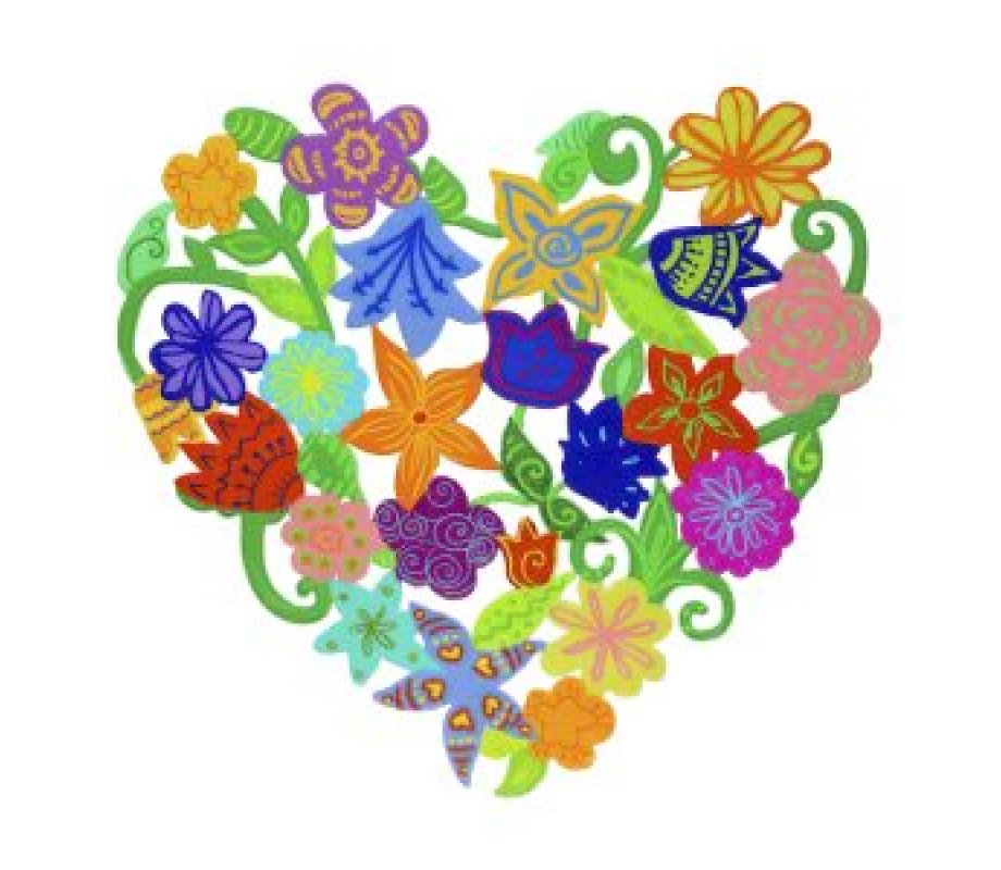 Yair Emanuel Heart Shaped Colorful Wall Decoration, Flowers  6.6