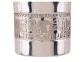 Yair Emanuel Kiddush Cup and Plate, Silver Jerusalem Overlay - Hammered Silver