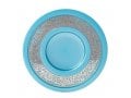 Yair Emanuel Kiddush Cup and Plate, Silver Jerusalem Overlay - Turquoise