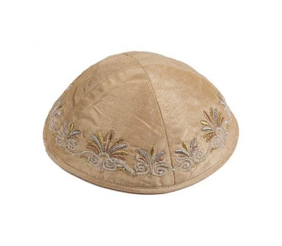 Yair Emanuel Kippah, Embroidered Date Palm Design - Gold