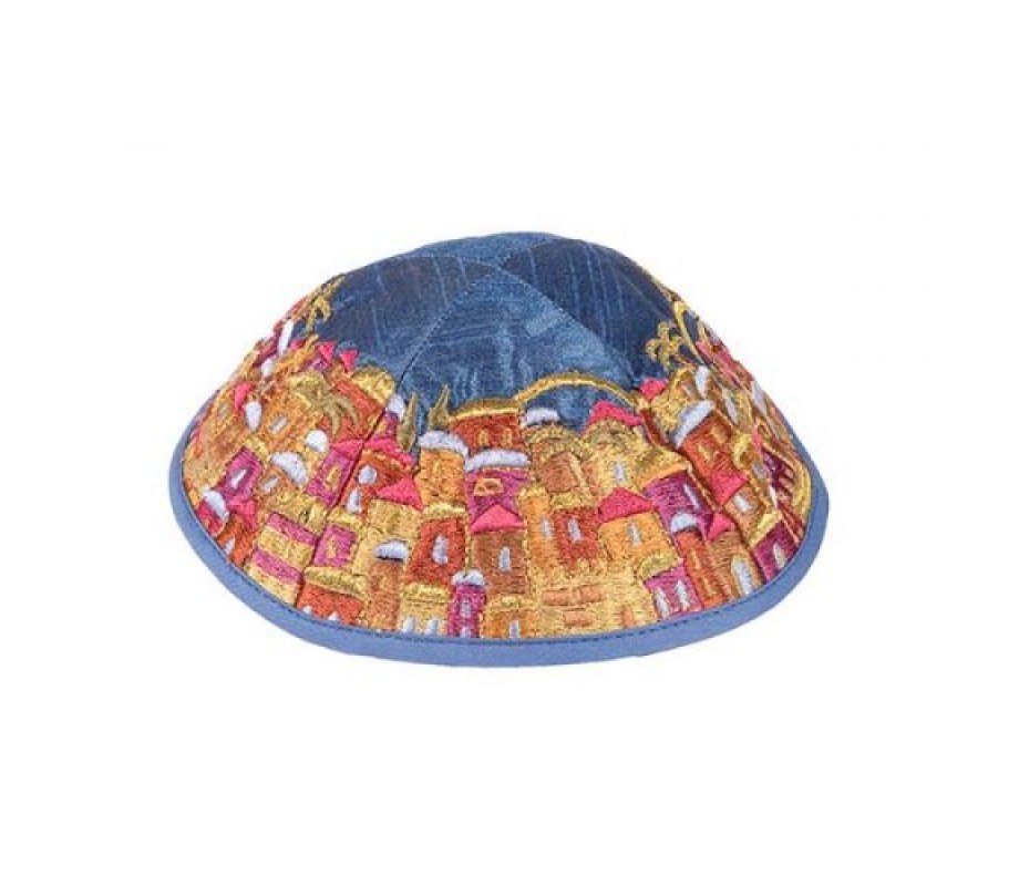 Yair Emanuel Kippah, Embroidered Jerusalem Vistas - Multicolor