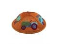 Yair Emanuel Kippah for Children  Embroidered Colored Trucks on Orange