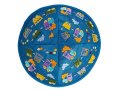 Yair Emanuel Kippah for Children  Embroidered Colorful Trains on Blue