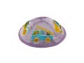 Yair Emanuel Kippah for Children  Embroidered Colorful Trucks on Lilac