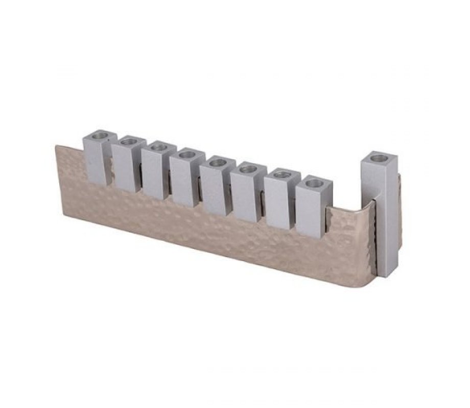 Yair Emanuel L-Shaped Chanukah Menorah, Cube Candle Holders - Silver