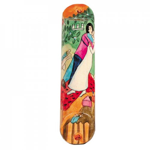 Yair Emanuel Large Hand Painted Wood Mezuzah Case - Bride and Groom