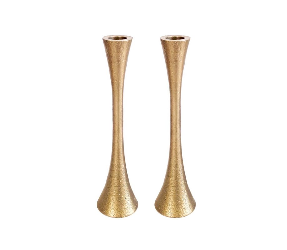 Yair Emanuel Large Matte Brass Candlesticks