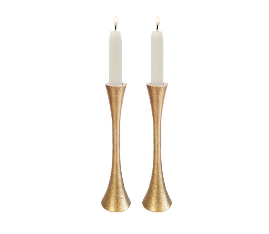 Yair Emanuel Large Matte Brass Candlesticks