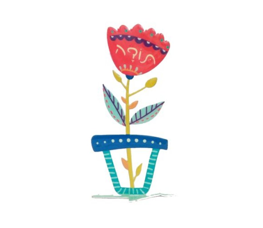 Yair Emanuel Laser Cut Free Standing Flowerpot with Flower - Todah, Thanks
