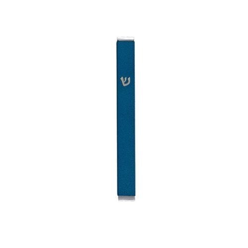 Yair Emanuel Matte Metal Mezuzah Case with Shin Letter - Blue