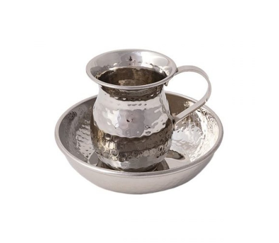 Yair Emanuel Mayim Achronim Set Two Piece - Hammered Stainless Steel