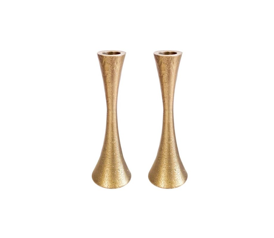 Yair Emanuel Medium Matte Brass Candlesticks