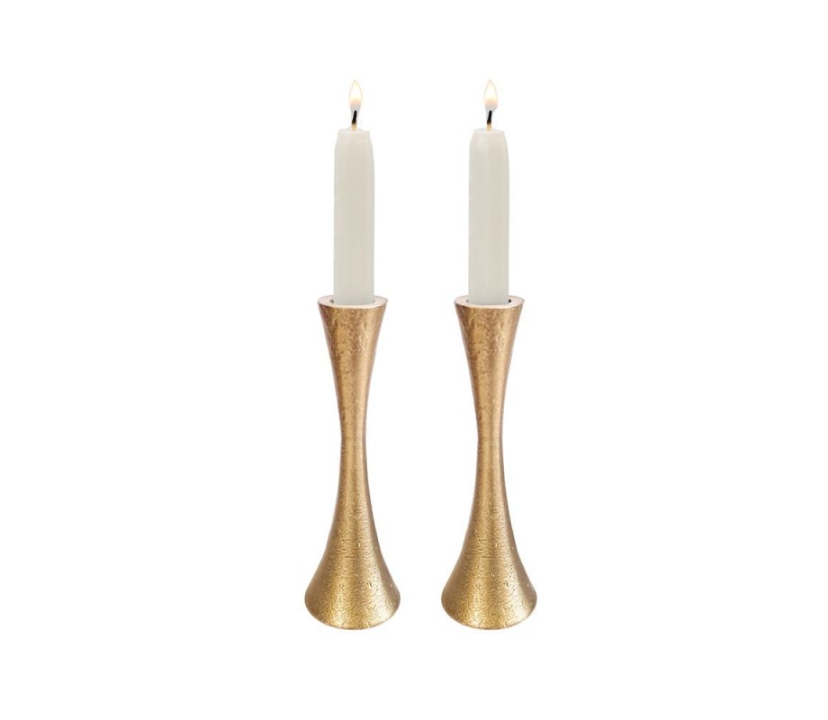 Yair Emanuel Medium Matte Brass Candlesticks