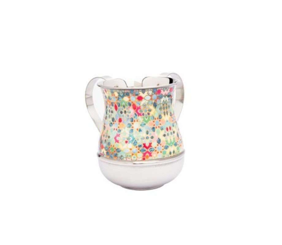 Yair Emanuel Metal Netilat Yadayim Wash Cup, Colorful Floral Design