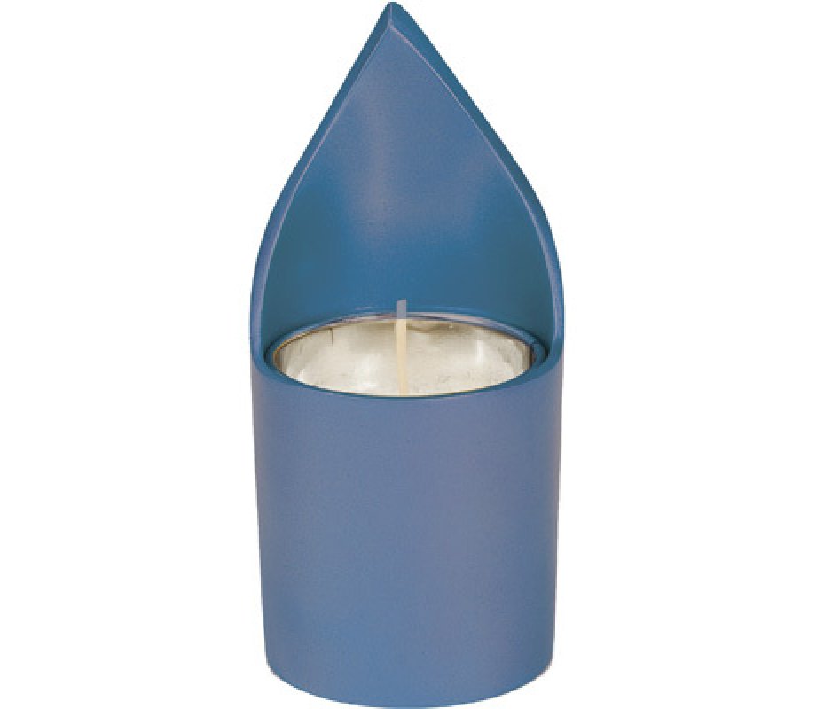 Yair Emanuel Metal Yahrzeit Memorial Candle Holder - Flame Shaped
