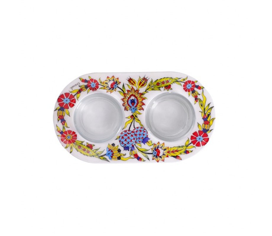 Yair Emanuel Metal and Glass Candle Holders for Tea Lights - Eastern Flower Design