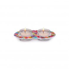 Yair Emanuel Metal and Glass Candle Holders for Tea Lights - Floral