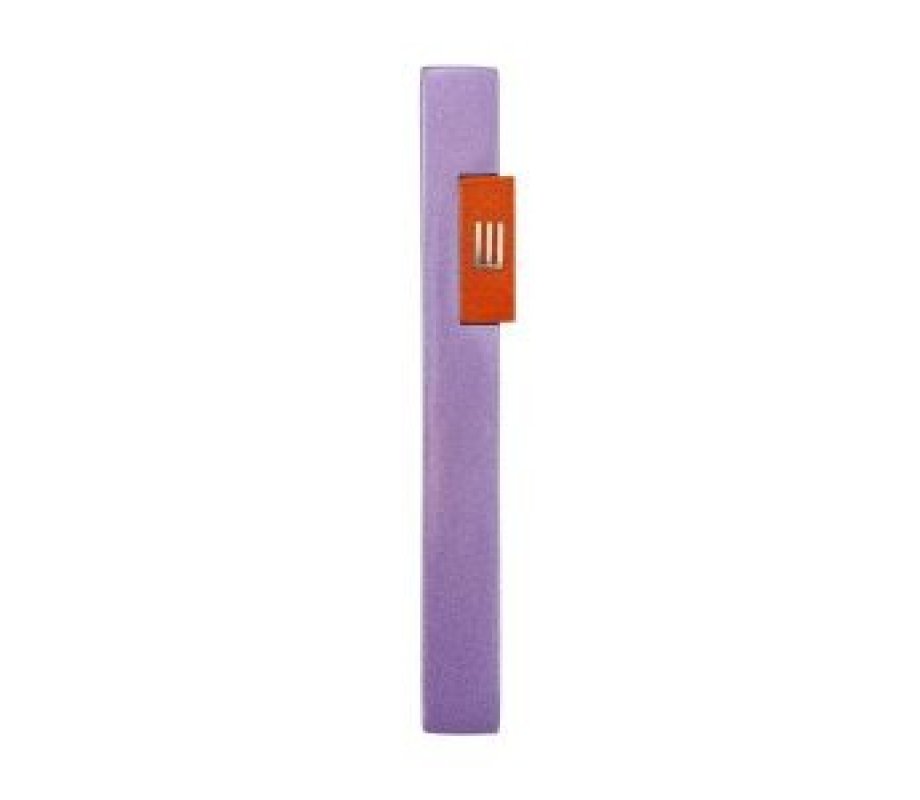 Yair Emanuel Mezuzah Case with Shin Letter in Rectangle Pop Out – Purple