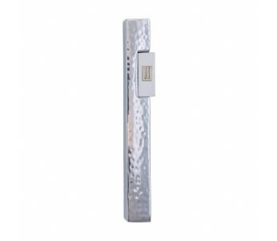 Yair Emanuel Mezuzah Case with Shin in Rectangle Pop Out - Hammered Silver