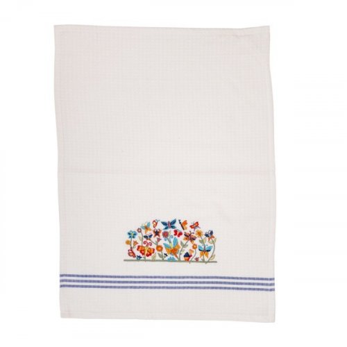 Yair Emanuel Netilat Yadayim Towel - Embroidered Flowers and Butterflies
