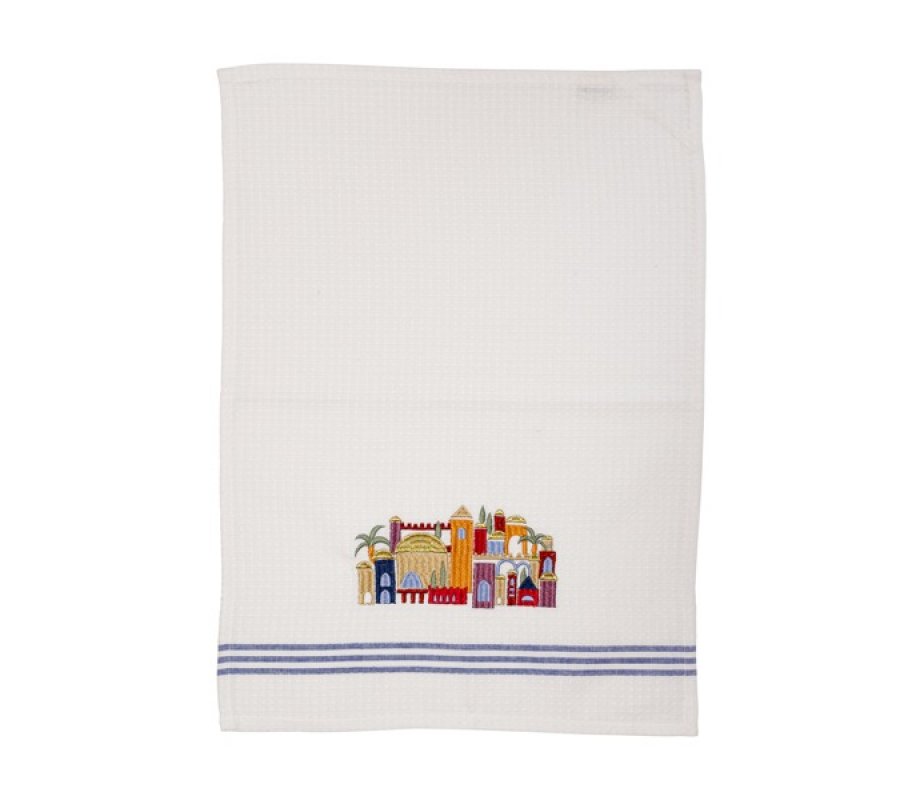 Yair Emanuel Netilat Yadayim Towel, Embroidered Jerusalem Images