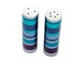 Yair Emanuel Salt and Pepper Shakers, Anodized Aluminum  Blue Rings