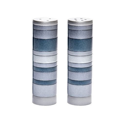 Yair Emanuel Salt and Pepper Shakers, Anodized Aluminum - Gray Rings