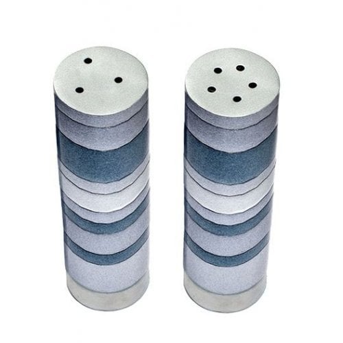 Yair Emanuel Salt and Pepper Shakers, Anodized Aluminum - Gray Rings