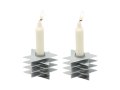 Yair Emanuel Shabbat Candlesticks, Stacked Triangle Stars of David - Silver