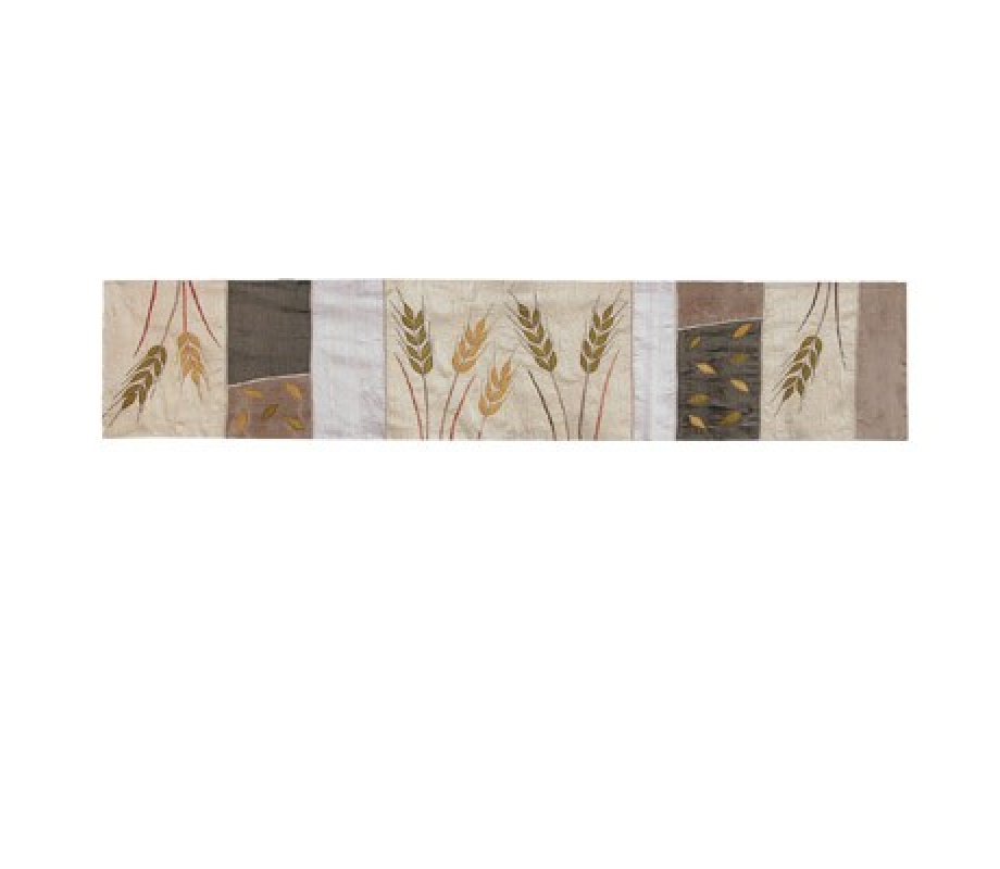 Yair Emanuel Silk Table Runner - Golden Wheat Design